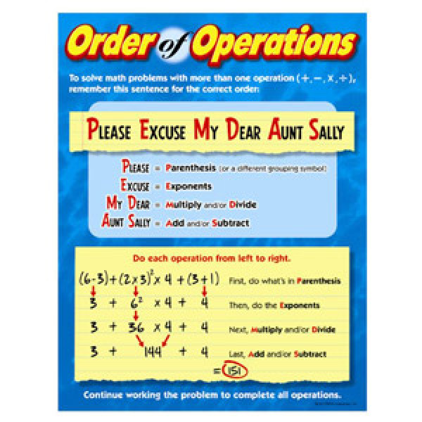 order of operations poster math posters decoratives order of operations posters