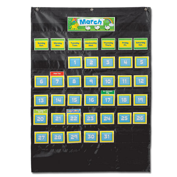 Black Deluxe Calendar Pocket Chart Charts Organization Black Deluxe Calendar Pocket Chart