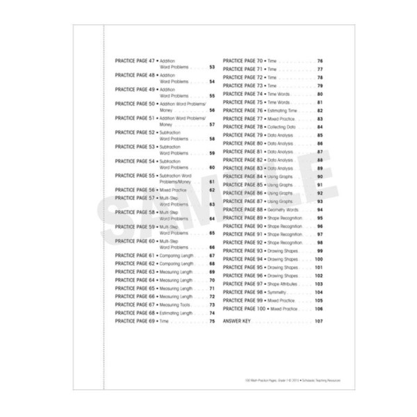 100 Math Practice Pages-Grade 1 - 1st & 2nd Grade Books - Math - Shop