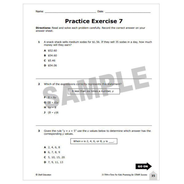 Practicing For Staar Success Mathematics Grade 5 5th Grade Up