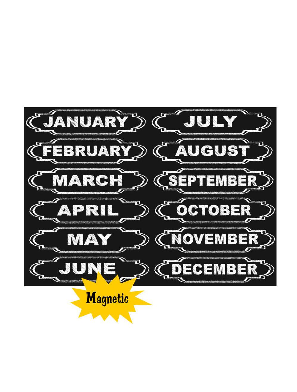 Chalkboard Calendar Months Magnetic Labels