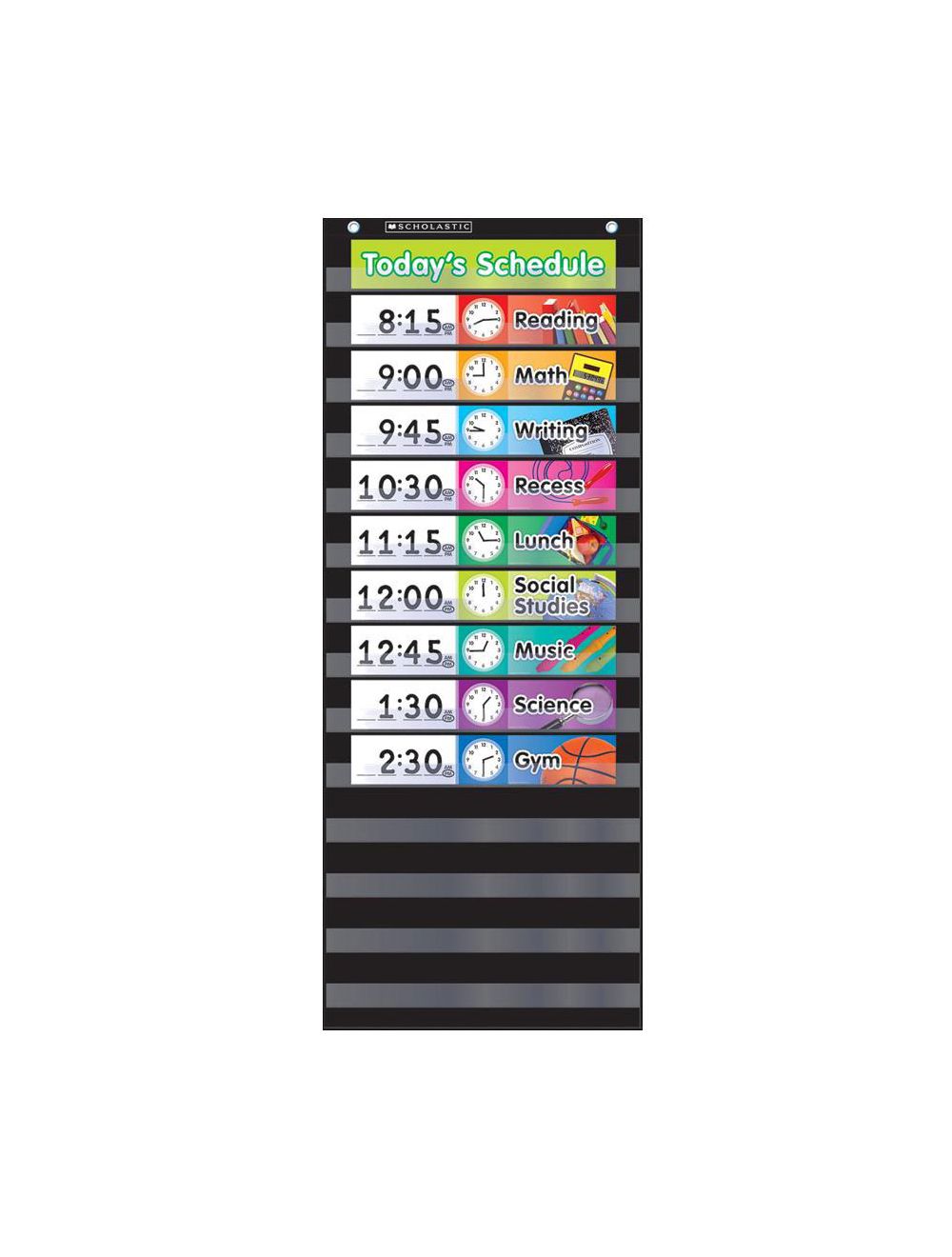 SCHOLASTIC TEACHING RESOURCES POCKET CHART DAILY SCHEDULE BLACK 