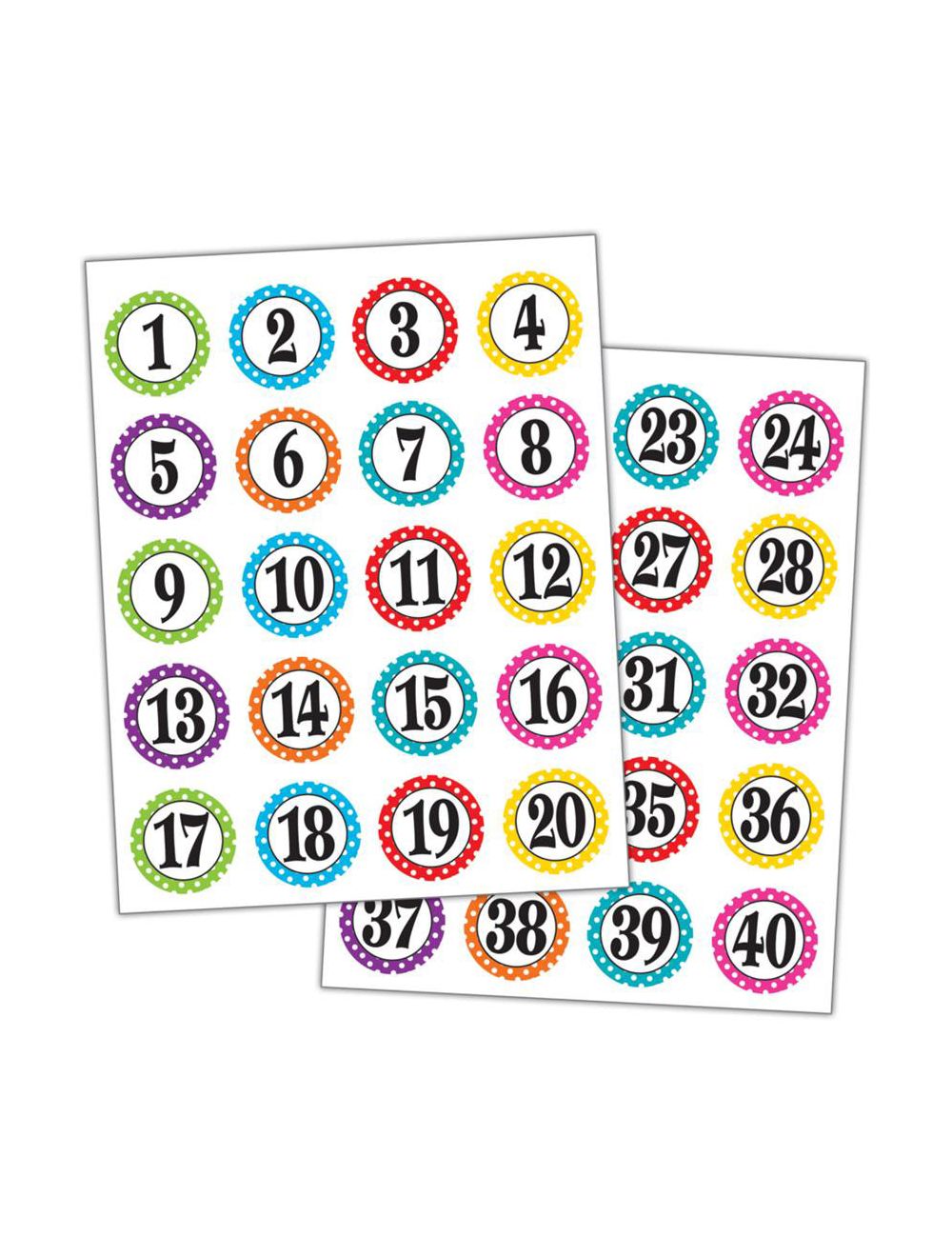 Polka Dots Number Stickers 1-40