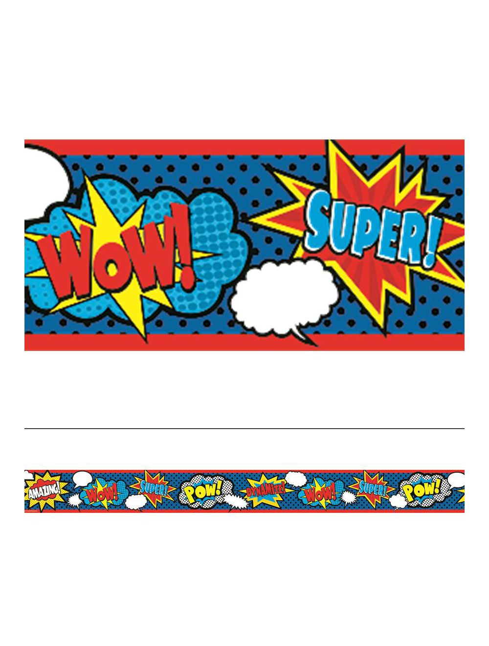 Renewing Minds Superheroes Double-Sided Border Trim Superheroes and Green Dots Pack of Twelve 38 inch Strips 