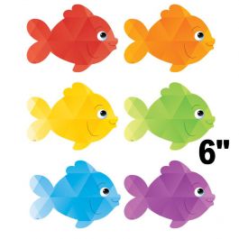48 Pcs Fish Cut-Outs Paper Colorful Classroom Decoration Ocean Sea Animal Cutouts Accents Tropical Fish Accents Cutouts with Glue Point Dots for Bulletin Board School 5.9 x 5.9 Inch 