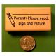 Parent Please Read, Sign & Return Stamp