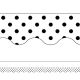 Black Polka Dots on White Scalloped Border