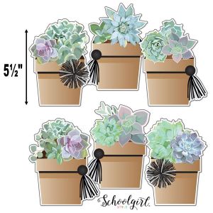 Schoolgirl Style Potted Succulents Cut-Outs