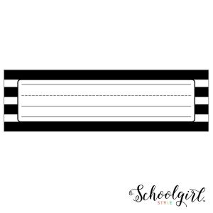 Schoolgirl Style Black & White Stripe Nameplates