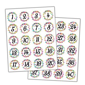 Confetti Number Stickers